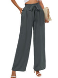 Chiclily Women Wide Leg Pants with Pockets High Waist Loose Belt Flowy Casual Trousers