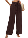 Chiclily Women Wide Leg Pants with Pockets High Waist Loose Belt Flowy Casual Trousers