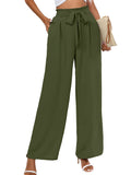 Chiclily Women Wide Leg Pants with Pockets High Waist Loose Belt Flowy Casual Trousers