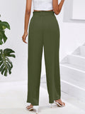 Chiclily Women Wide Leg Pants with Pockets High Waist Loose Belt Flowy Casual Trousers