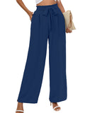 Chiclily Women Wide Leg Pants with Pockets High Waist Loose Belt Flowy Casual Trousers
