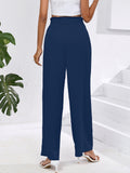 Chiclily Women Wide Leg Pants with Pockets High Waist Loose Belt Flowy Casual Trousers