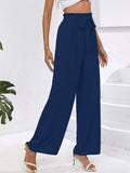 Chiclily Women Wide Leg Pants with Pockets High Waist Loose Belt Flowy Casual Trousers