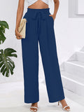 Chiclily Women Wide Leg Pants with Pockets High Waist Loose Belt Flowy Casual Trousers