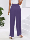 Chiclily Women Wide Leg Pants with Pockets High Waist Loose Belt Flowy Casual Trousers