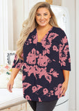 Women's Plus Size 3/4 Sleeve Twist Knot Tunic