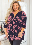 Women's Plus Size 3/4 Sleeve Twist Knot Tunic