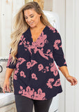 Women's Plus Size 3/4 Sleeve Twist Knot Tunic