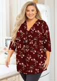 Women's Plus Size 3/4 Sleeve Twist Knot Tunic