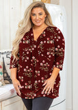 Women's Plus Size 3/4 Sleeve Twist Knot Tunic