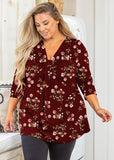 Women's Plus Size 3/4 Sleeve Twist Knot Tunic