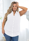 Sleeveless V Neck Lapel Blouses