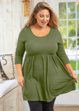 Women's Plus Size 3/4 Sleeve Babydoll Tunic