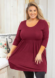 SHOWMALL 3/4 Sleeve Babydoll Tunic