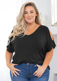 Short Sleeve Tunic Cold Shoulder Shirt