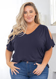 Short Sleeve Tunic Cold Shoulder Shirt