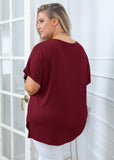 Women Plus Size T Shirt Short Sleeve Tunic V Neck Tops