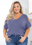 Short Sleeve Tunic Cold Shoulder Shirt