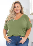 Short Sleeve Tunic Cold Shoulder Shirt